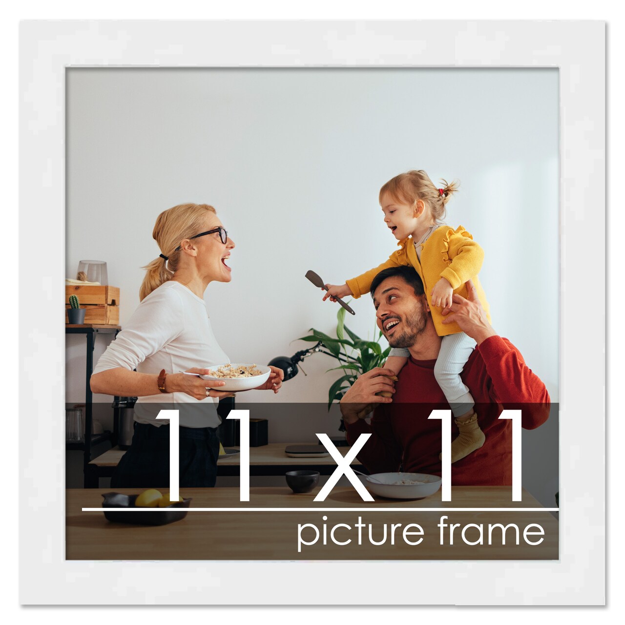 11x11 Solid Wood Picture Frame with UV-Resistant Acrylic & Acid-Free Backing, Available in 6 Finishes: Matte Black, Matte White, Metallic Bronze, Silver, Natural Wood Grain & Mahogany